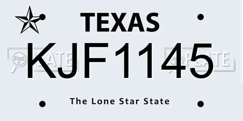 KJF1145 Texas License Plate