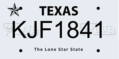 KJF1841 Texas License Plate