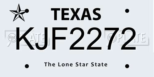 KJF2272 Texas License Plate