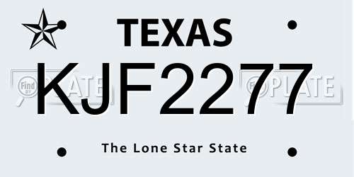 KJF2277 Texas License Plate