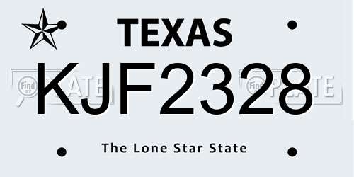KJF2328 Texas License Plate