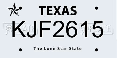 KJF2615 Texas License Plate