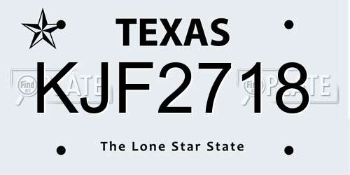 KJF2718 Texas License Plate