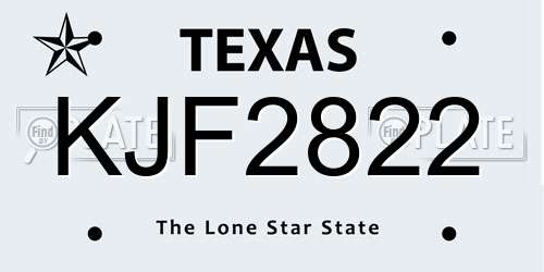 KJF2822 Texas License Plate