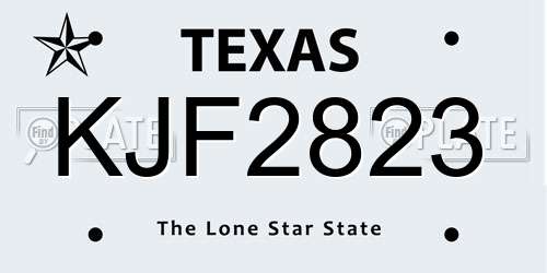 KJF2823 Texas License Plate