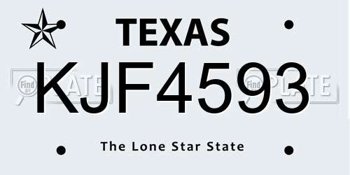 KJF4593 Texas License Plate