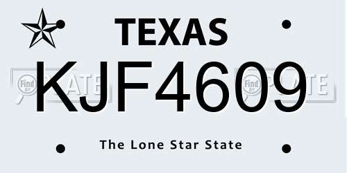 KJF4609 Texas License Plate
