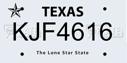 KJF4616 Texas License Plate