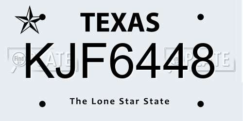 KJF6448 Texas License Plate