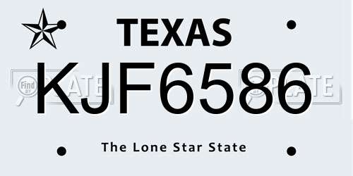 KJF6586 Texas License Plate