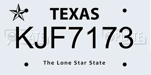 KJF7173 Texas License Plate