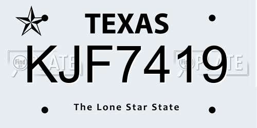 KJF7419 Texas License Plate