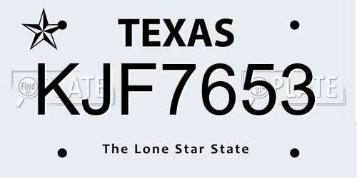 KJF7653 Texas License Plate