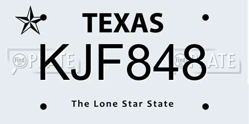 KJF848 Texas License Plate