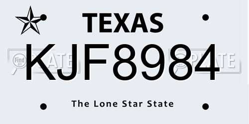KJF8984 Texas License Plate