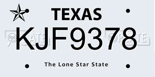 KJF9378 Texas License Plate