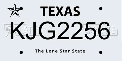 KJG2256 Texas License Plate