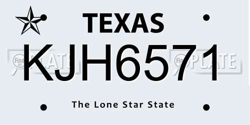 KJH6571 Texas License Plate