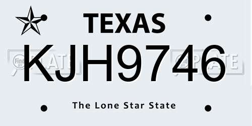 KJH9746 Texas License Plate