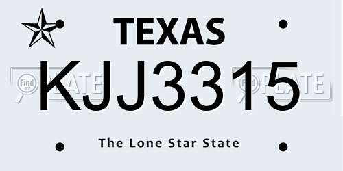 KJJ3315 Texas License Plate