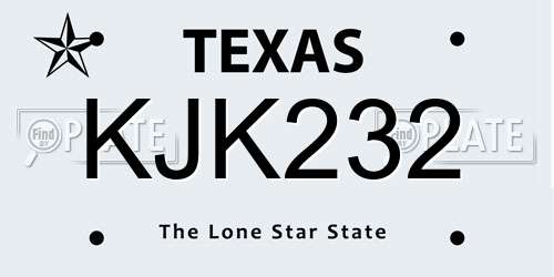 KJK232 Texas License Plate
