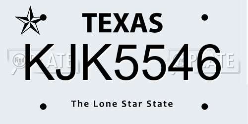 KJK5546 Texas License Plate