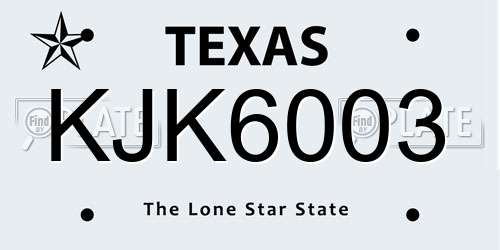 KJK6003 Texas License Plate