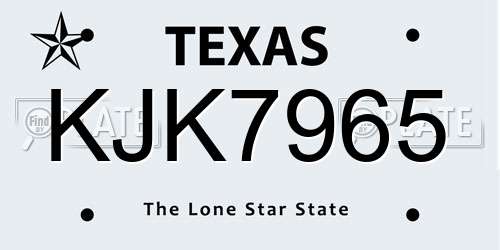 KJK7965 Texas License Plate