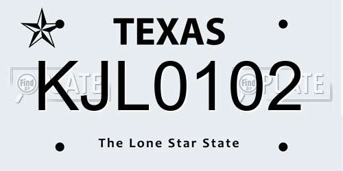 KJL0102 Texas License Plate