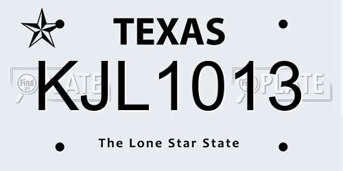 KJL1013 Texas License Plate
