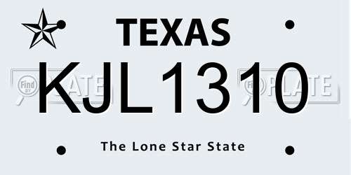 KJL1310 Texas License Plate