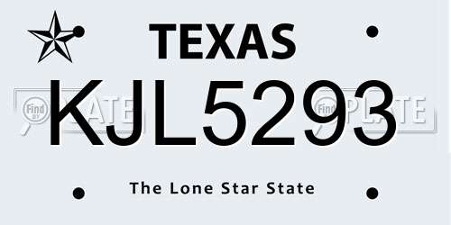 KJL5293 Texas License Plate