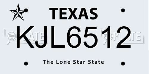 KJL6512 Texas License Plate