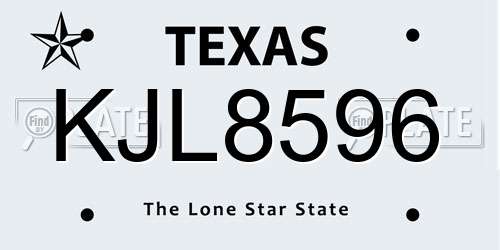 KJL8596 Texas License Plate