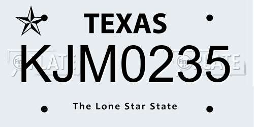 KJM0235 Texas License Plate