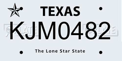 KJM0482 Texas License Plate