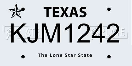 KJM1242 Texas License Plate