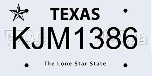 KJM1386 Texas License Plate