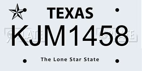 KJM1458 Texas License Plate