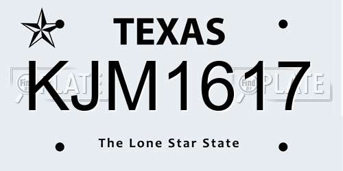 KJM1617 Texas License Plate