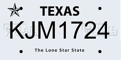 KJM1724 Texas License Plate