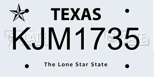 KJM1735 Texas License Plate