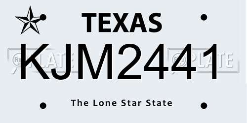 KJM2441 Texas License Plate