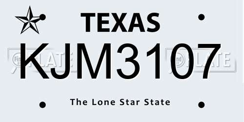 KJM3107 Texas License Plate