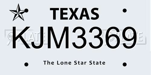 KJM3369 Texas License Plate