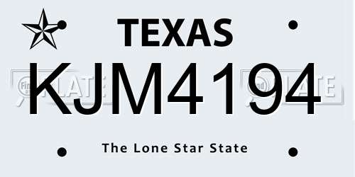 KJM4194 Texas License Plate