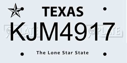 KJM4917 Texas License Plate