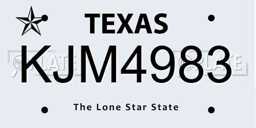 KJM4983 Texas License Plate