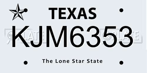 KJM6353 Texas License Plate