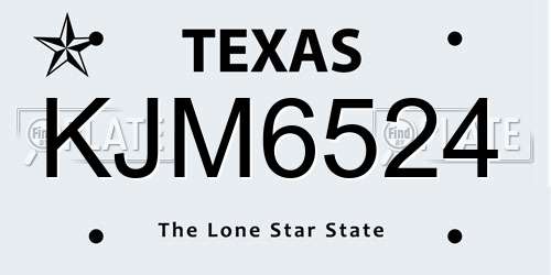 KJM6524 Texas License Plate